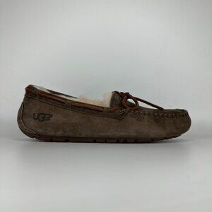 UGG Dakota Espresso Dark Brown Suede Fur Lined Slippers Women Size 6